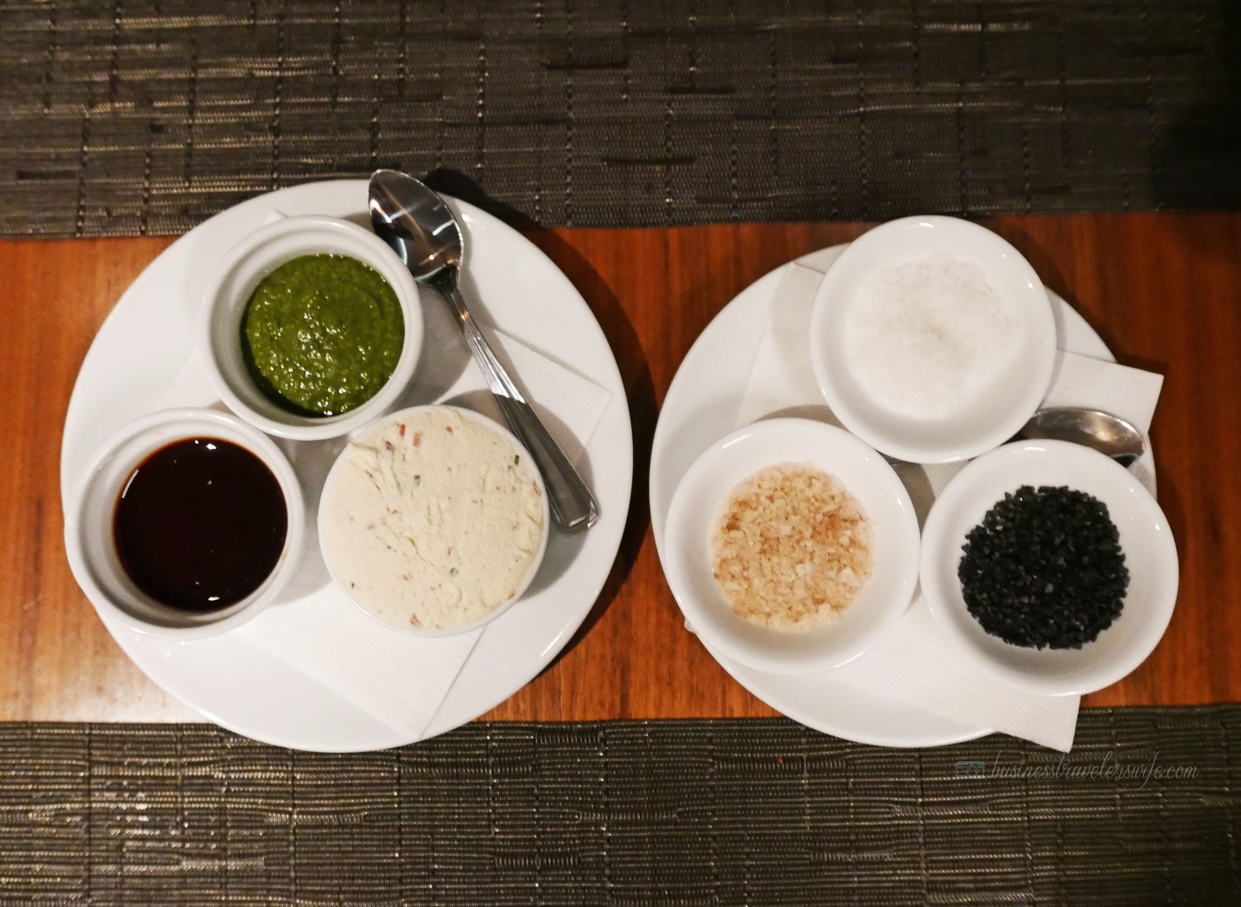 Toronto Jacobs & Co. Steakhouse romantic dinner steak sauce chimichurri salt soy sauce ponzu