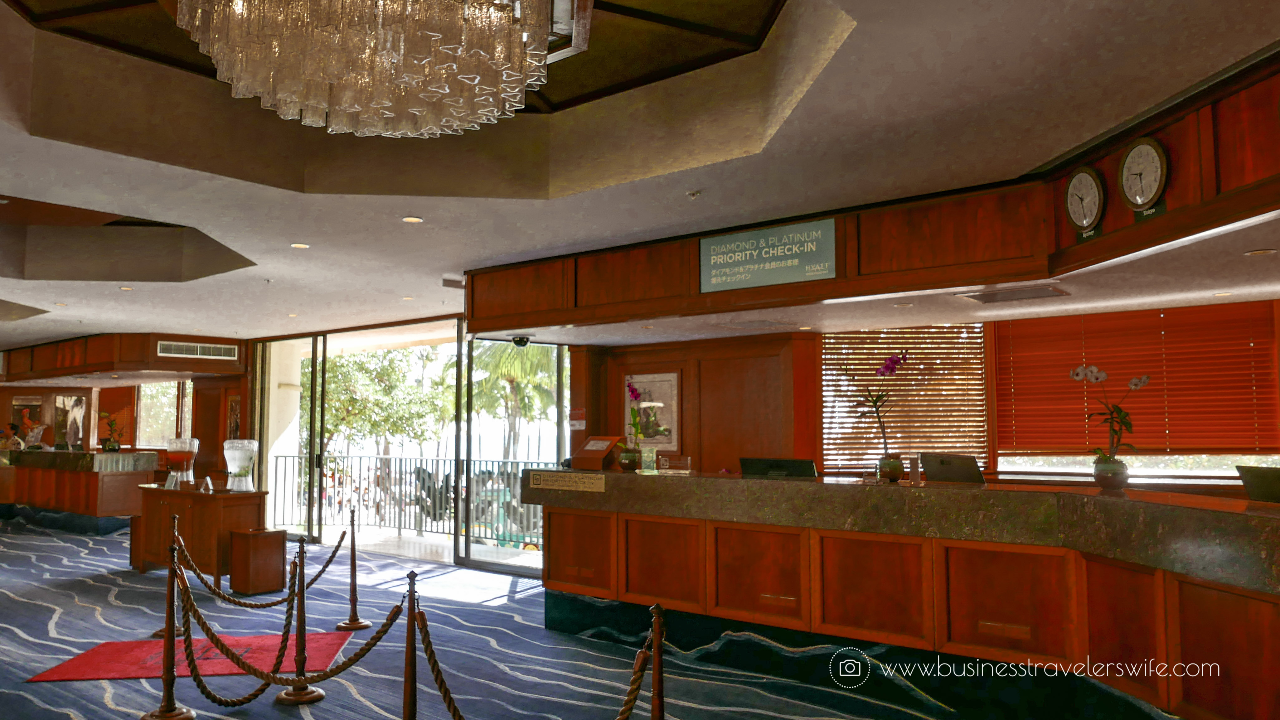 Hotel Review on Hyatt Regency Waikiki Beach Resort & Spa Honolulu Oahu Hawaii Lobby Front Desk