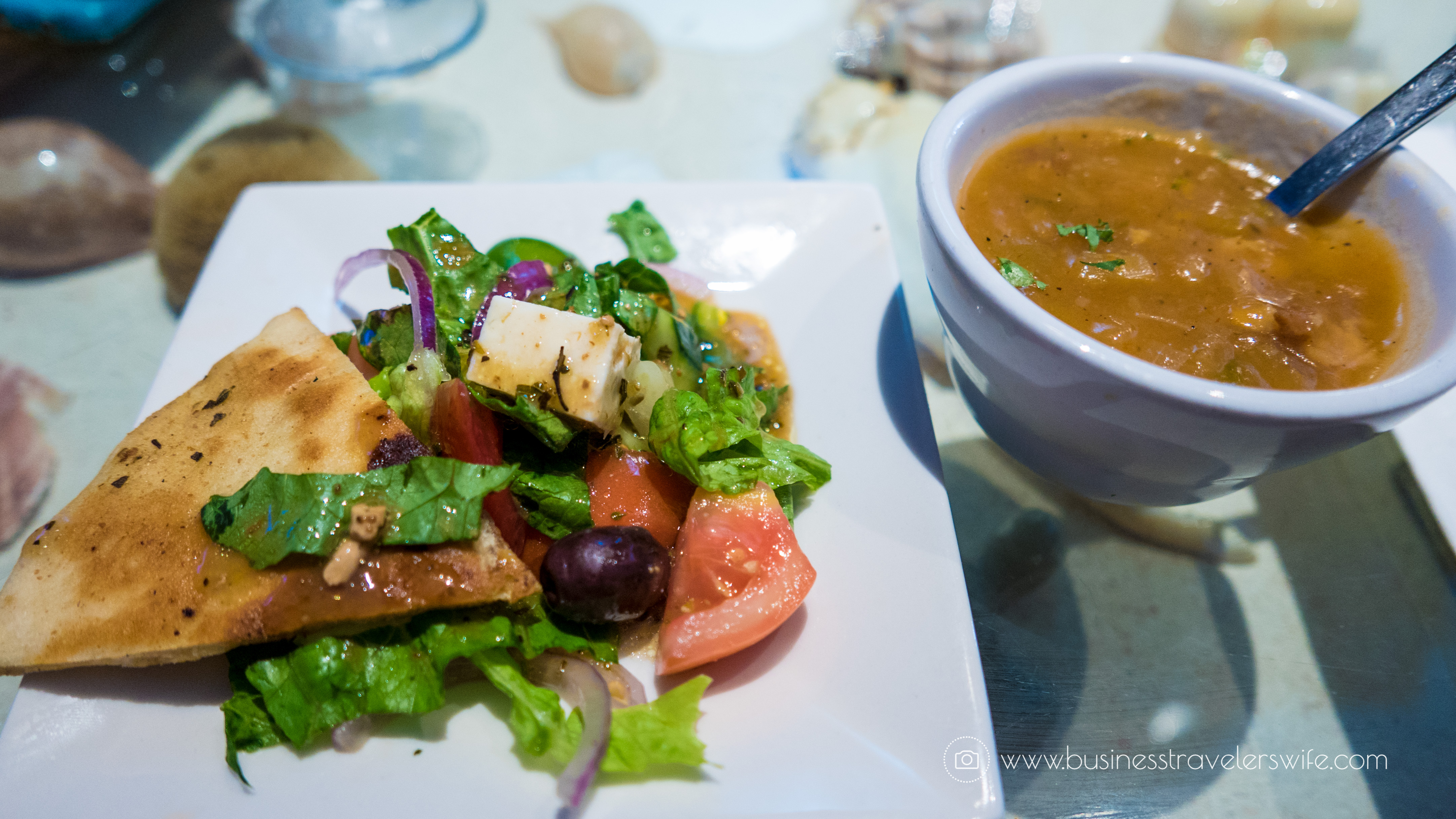 Eat Like a Local in Bahamas Tru Bahamian Food Tours' Bites of Nassau Athena Cafe & Bar Conch Chowder Greek Salad