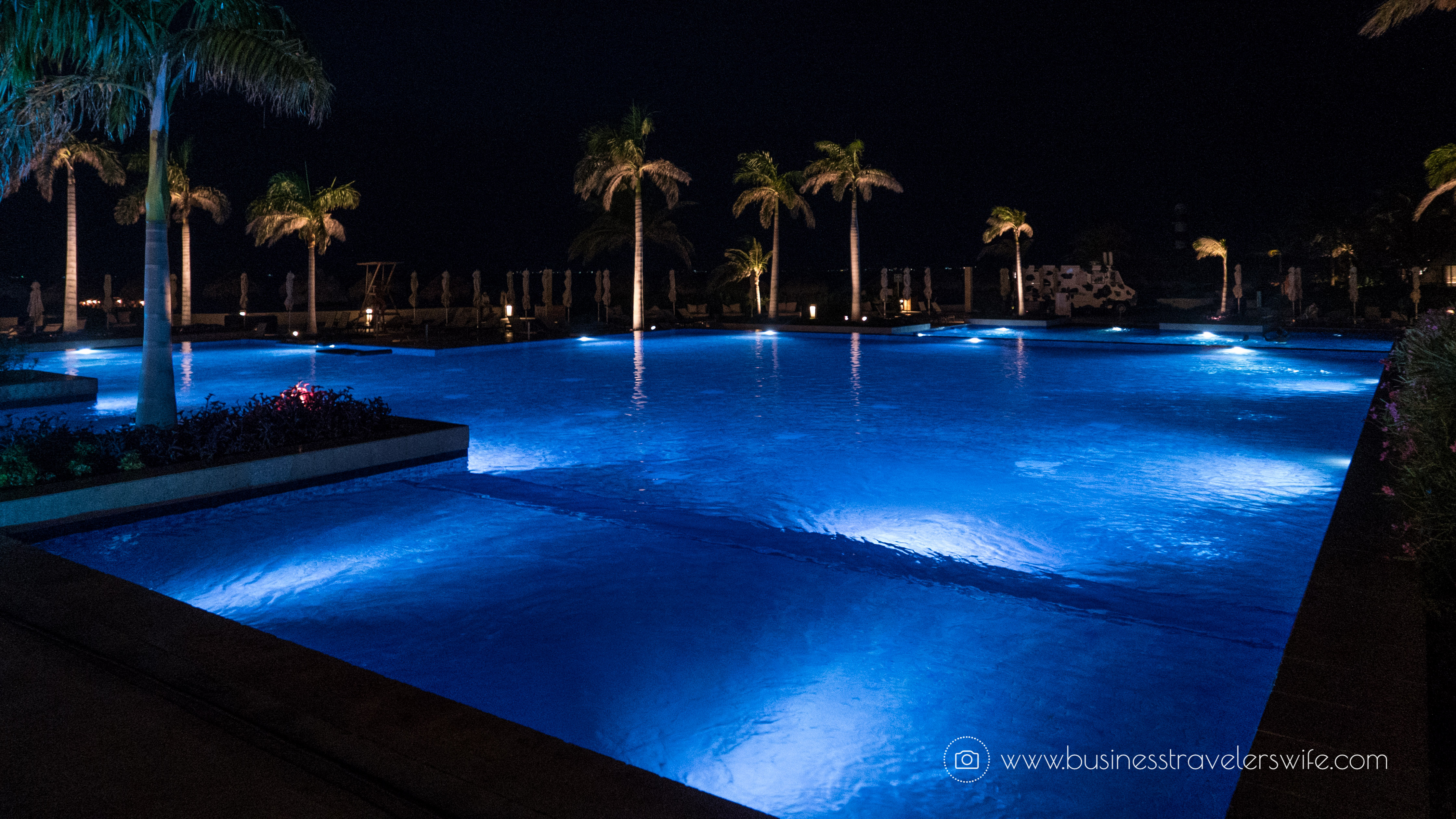 Experience the All-Inclusive Resort at Hyatt Ziva Cancun pools at night