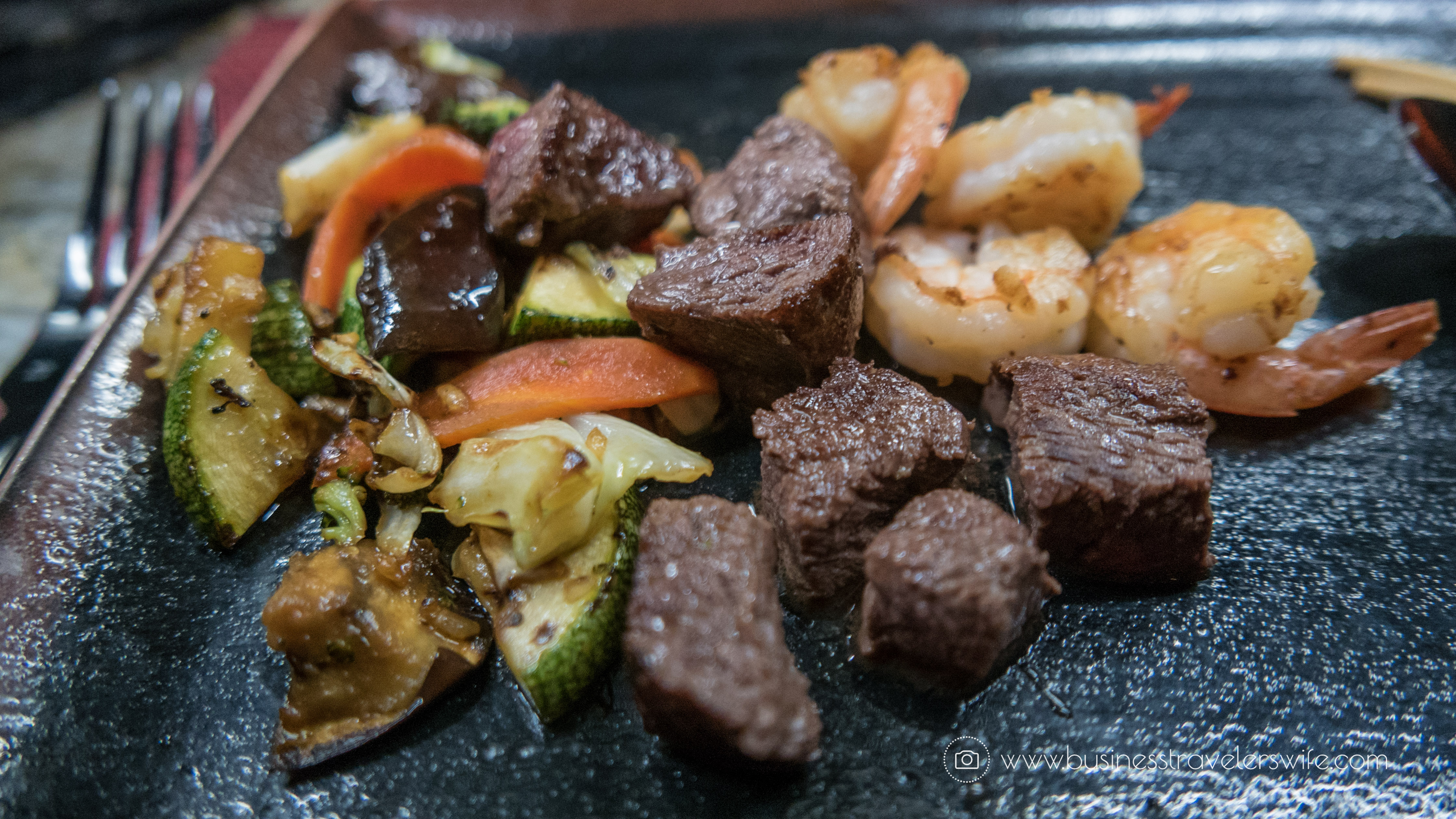 Experience the All-Inclusive Resort at Hyatt Ziva Cancun Moongate teppanyaki dinner steak and shrimp