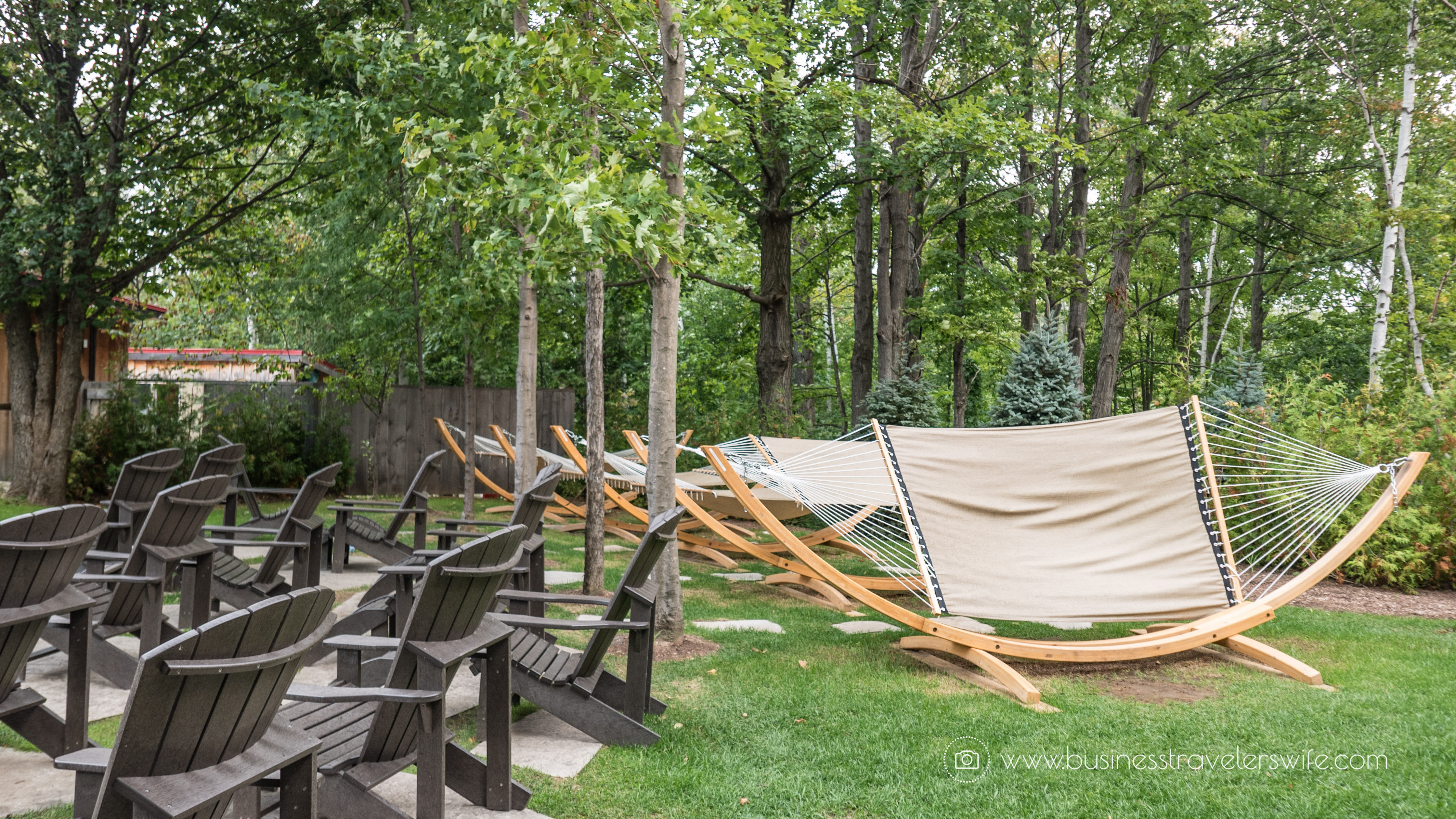 Relaxing Getaway at Scandinave Spa Blue Mountain hammocks