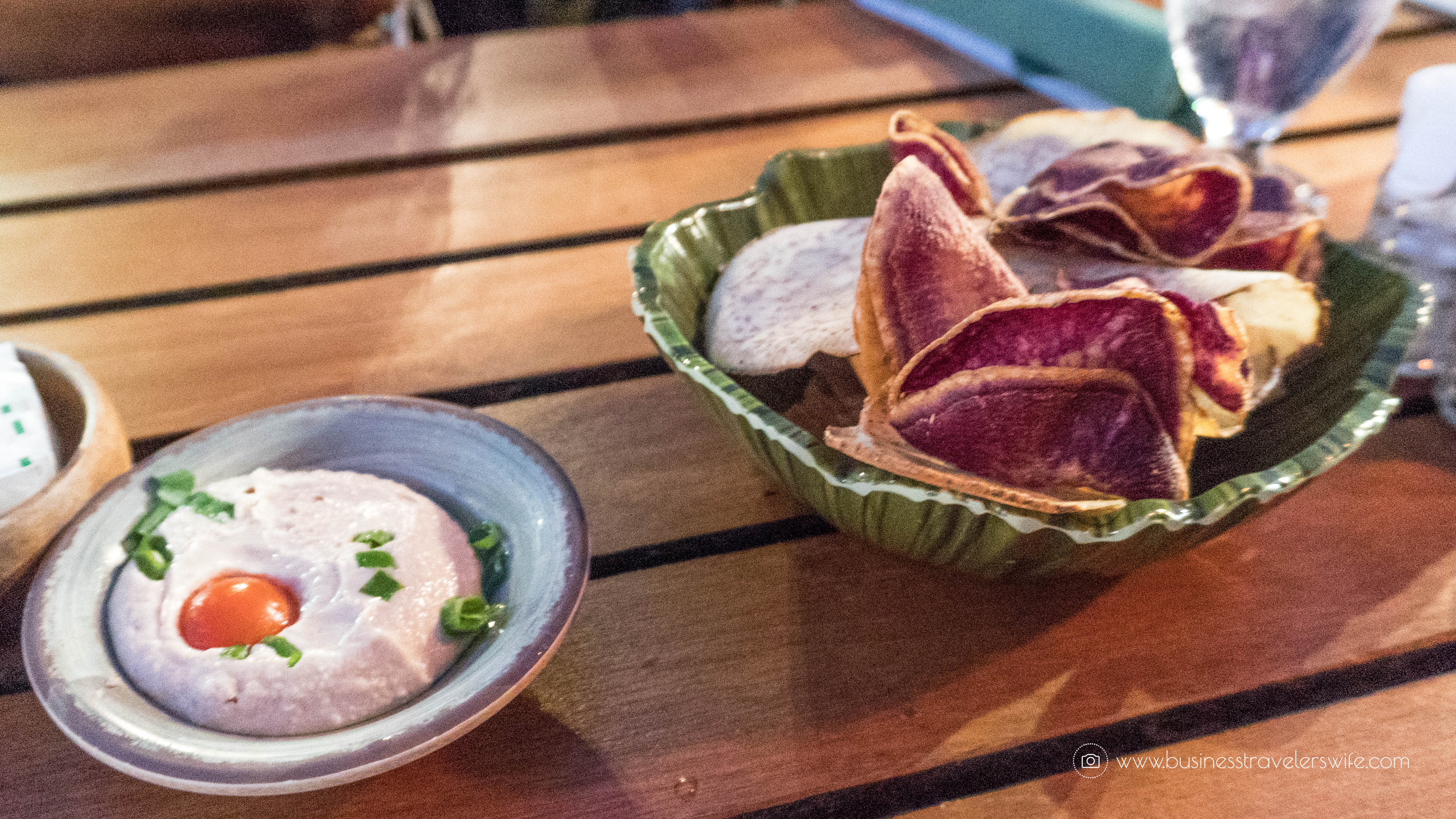 A Feast for the Belly and the Eyes at Old Lahaina Luau in Maui, Hawaii Feast Appetizer Taro Chips Hummus