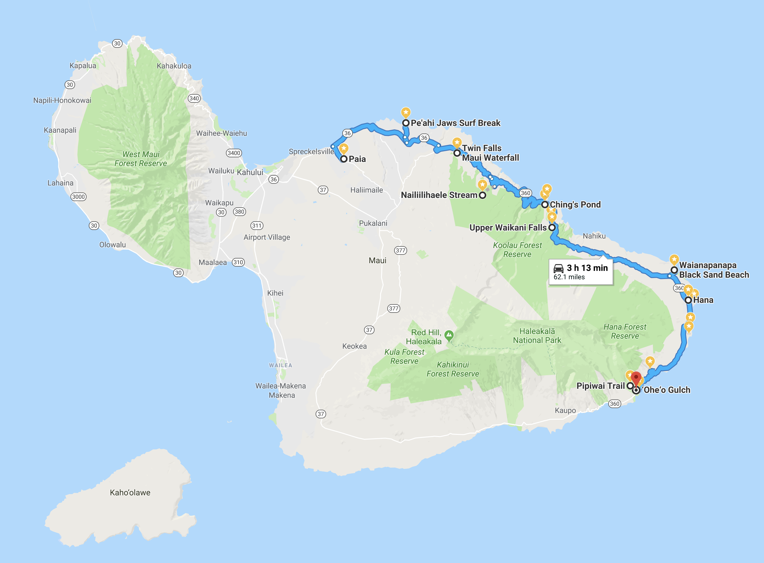 10 Memorable Stops on the Road to Hana Map for A Self-Drive Tour Maui, Hawaii