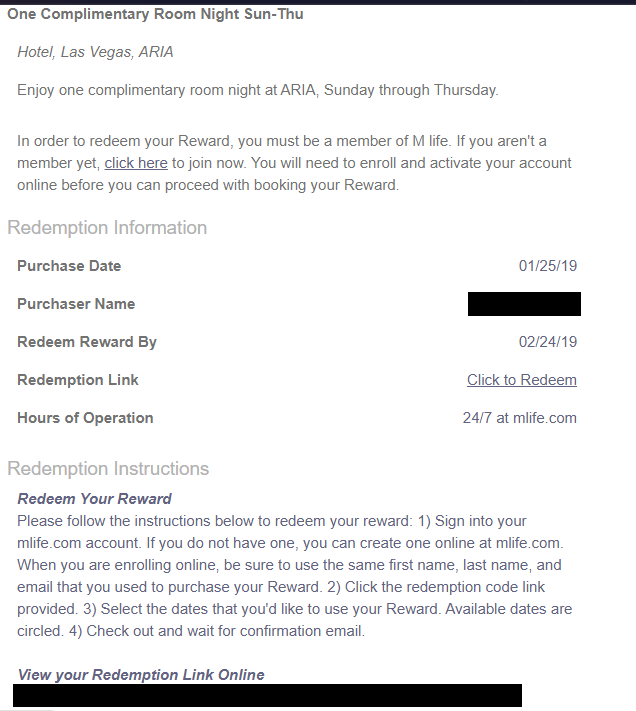 Las Vegas Travel Hack Using myVEGAS Rewards and Hotel Comps mlife aria resort & casino hotel complimentary room night